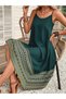 Women Green Printed Hem Strappy Knee-Length Dress - 2