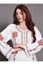 Women White Embroidered A-Line Jalabiya - 2