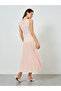 Pink Sleeveless Pleated Midi Dress - 5