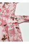 Women Pink Floral Print Short Sleeve Knee-Length Dress - 6
