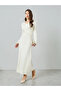 Cream V Neck Maxi Dress - 3
