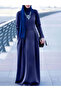 Blue Pleated Long Sleeve Maxi Dress