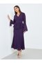 Women Dark Purple Ruffled Detail Mermaid Maxi Dress