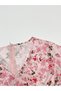 Women Pink Floral Print Short Sleeve Knee-Length Dress - 7