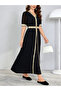 Black Contrast Trim Short Sleeve Jalabiya - 4