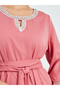 Pink Embellished Tassel Trim A-Line Jalabiya - 5