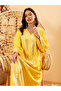 Women Yellow Sequined Embellished Jalabiya - 6