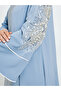 عباية زرقاء مطرّز قَصّة على شكل A الأسفل - 3