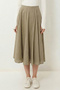 Summer Flared Midi Woven Skirt Lcr0110 Olive Green - 3