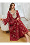 Burgundy Rhinestone Embellished A-Line Jalabiya - 2
