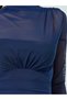 Women Blue Long Sleeve A-Line Maxi Dress - 3