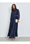 Women Blue Striped Balloon Sleeves A-Line Maxi Dress - 3