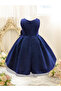 Girls Navy Blue Embellished Sleeveless Dress - 3