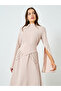 Beige V-Shaped Waist Slit Sleeve Maxi Dress - 2