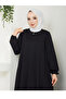 Black Solid Long Sleeve A-Line Jalabiya - 3