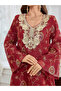 Burgundy Rhinestone Embellished A-Line Jalabiya
