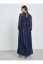 Women Blue Striped Balloon Sleeves A-Line Maxi Dress - 5