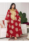 Women Red Embroidered A-Line Jalabiya