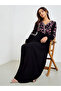 Women Embroidered V Neck Maxi Dress