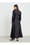 Women Jacquard Slit Sleeve Maxi Dress - 5