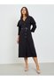 Women V Neck Midi Dress with Cape Detail - 3