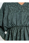 Women Green Floral Batwing Sleeves Sheath Midi Dress - 4