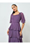 Purple Short Sleeve Tiered Maxi Dress - 2