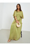 Women Green Cape Sleeve Maxi Dress