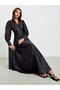 Women Jacquard Slit Sleeve Maxi Dress