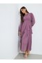 Women Purple Balloon Sleeve Ruffled Detail Maxi Dress - 3