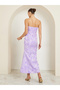 Purple Floral Sleeveless Ruffled Detail Maxi Dress - 5