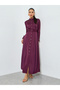 Magenta Long Sleeves Shirt Maxi Dress - 3