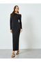 Black One Shoulder Neck Bodycon Maxi Dress - 4