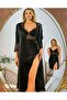 Silk Satin 2-Piece Women's Nightgown and Dressing Gown Set Boxed Claret Red