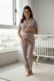 Pure Comfort Front Buttoned Shirt Collar Striped Short Sleeve Maternity and Postpartum Pajama Set