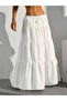 White Texture Low Rise Tiered Maxi Skirt - 3
