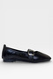 Women's Ballerinas with Buckle, Comfortable Sole, Adjustable Belt Band, Black