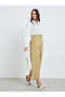 Beige Belted High Waist Wide Leg Pants