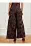 Burgundy Jacquard Wide Leg Trousers - 4