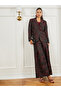 Burgundy Jacquard Wide Leg Trousers - 5