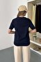 Women's Crew Neck 100% Cotton Basic T-Shirt Navy Blue - 26Y 26650 - 5