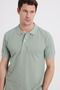 Men's Slim Fit 100% Cotton Short Sleeve Polo Collar Green T-Shirt - 7