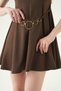 Rochie scurtă maro, curea piese 8392A - 4