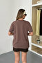 Women's 100% Cotton T-Shirt with Bow Accessory Light Brown - 26Y 26511 - 5