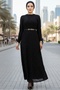 Lace Lined Belted Dress 1685 - Black
