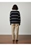 Navy Blue Polo Collar Striped Knitwear Sweater - 5