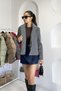 Double Button Double Breasted Collar Cashmere Jacket - Gray Gray - 4