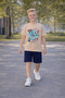 Boy's 3-Piece Shorts and T-Shirt Set Game Console Printed Summer Cotton Combed Cotton Casual Bottom and Top Set - 2