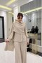 Women's Long Sleeve Shawl Detailed Blouse and Trousers Two-Piece Set - 3