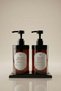 Set of 2 Amber Liquid Soap Dispensers with Black Stands - 400ml Hand Soap & Hand Lotion Dispenser - 400Hhggplstk